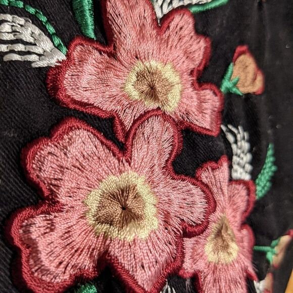 VINTAGE Venus Embroidered flared black pants cotton size 2 A3 - Picture 5 of 12